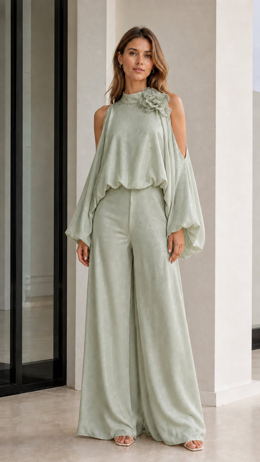 Front view of the sophisticated sage green color variant